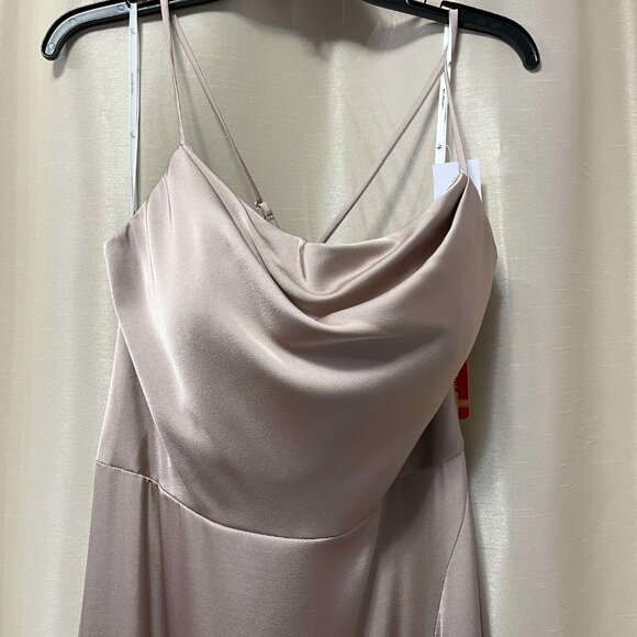 Bridesmaid Dress Size 12 Taupe Slim A-line w/Slit - Picture 5 of 7